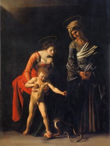 Caravaggio madonna bimbo e sant'anna